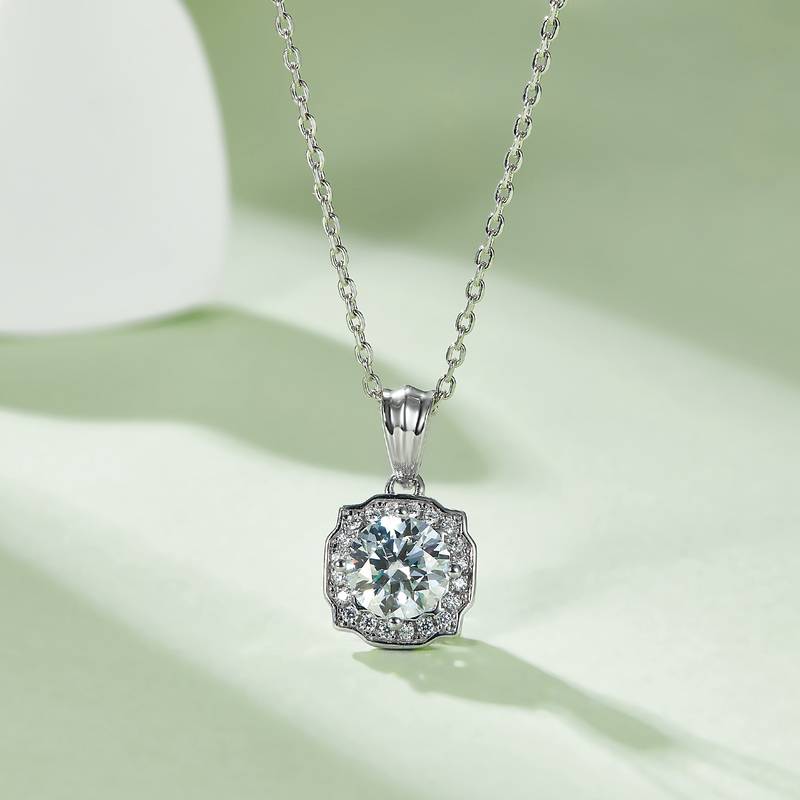 Fashion海瑞S925银镀白金MoissanitePendantStud Earring套装